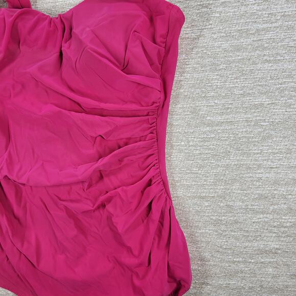 VTG Lands End One Piece Womens 14 Pink Halter Ruched Padded Beach Swimwear - Picture 10 of 14